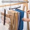 imageHOUSE DAY Pants Hangers Space Saving Wood Jean Hangers for Closet Non Slip Multi Functional Pants Rack Hanger Multiuse Pant Organizer for Closet Space Saving Hangers for Pants 4PACK BlackBlack