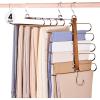 imageHOUSE DAY Pants Hangers Space Saving Wood Jean Hangers for Closet Non Slip Multi Functional Pants Rack Hanger Multiuse Pant Organizer for Closet Space Saving Hangers for Pants 4PACK BlackWalnut