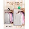 imageHOUSE DAY Space Saving Hangers 100 Pack Clear Clothes Hanger Connector Hooks Heavy Duty Hangers Space Saver Premium College Dorm Room Essentials Closet Organizers and StorageWhite