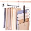 imageHOUSE DAY Pants Hangers Space Saving Wood Jean Hangers for Closet Non Slip Multi Functional Pants Rack Hanger Multiuse Pant Organizer for Closet Space Saving Hangers for Pants 4PACK BlackBlack