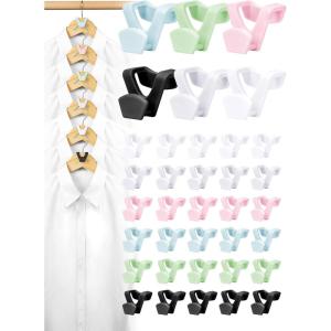 imageHOUSE DAY Space Saving Hangers 100 Pack Clear Clothes Hanger Connector Hooks Heavy Duty Hangers Space Saver Premium College Dorm Room Essentials Closet Organizers and StorageMulticolor