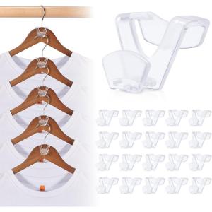 imageHOUSE DAY Space Saving Hangers 100 Pack Clear Clothes Hanger Connector Hooks Heavy Duty Hangers Space Saver Premium College Dorm Room Essentials Closet Organizers and StorageClear