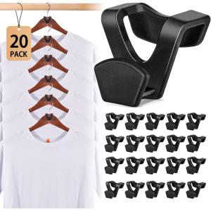 imageHOUSE DAY Space Saving Hangers 100 Pack Clear Clothes Hanger Connector Hooks Heavy Duty Hangers Space Saver Premium College Dorm Room Essentials Closet Organizers and StorageBlack
