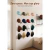 imageHOUSE DAY Adhesive Hat Hooks for Wall 16 Pack Strong Hat Rack for Baseball Cap Display Organizer Hats Holder for Wall Door Closet No Drilling BlackTranslucent