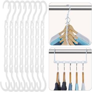 imageHOUSE DAY Closet Organizers and Storage 12 Pack College Dorm Room Essentials Multifunctional Organizer Magic Space Saving Hangers with 5 Holes Storage Organization for Wardrobe ClosetWhite