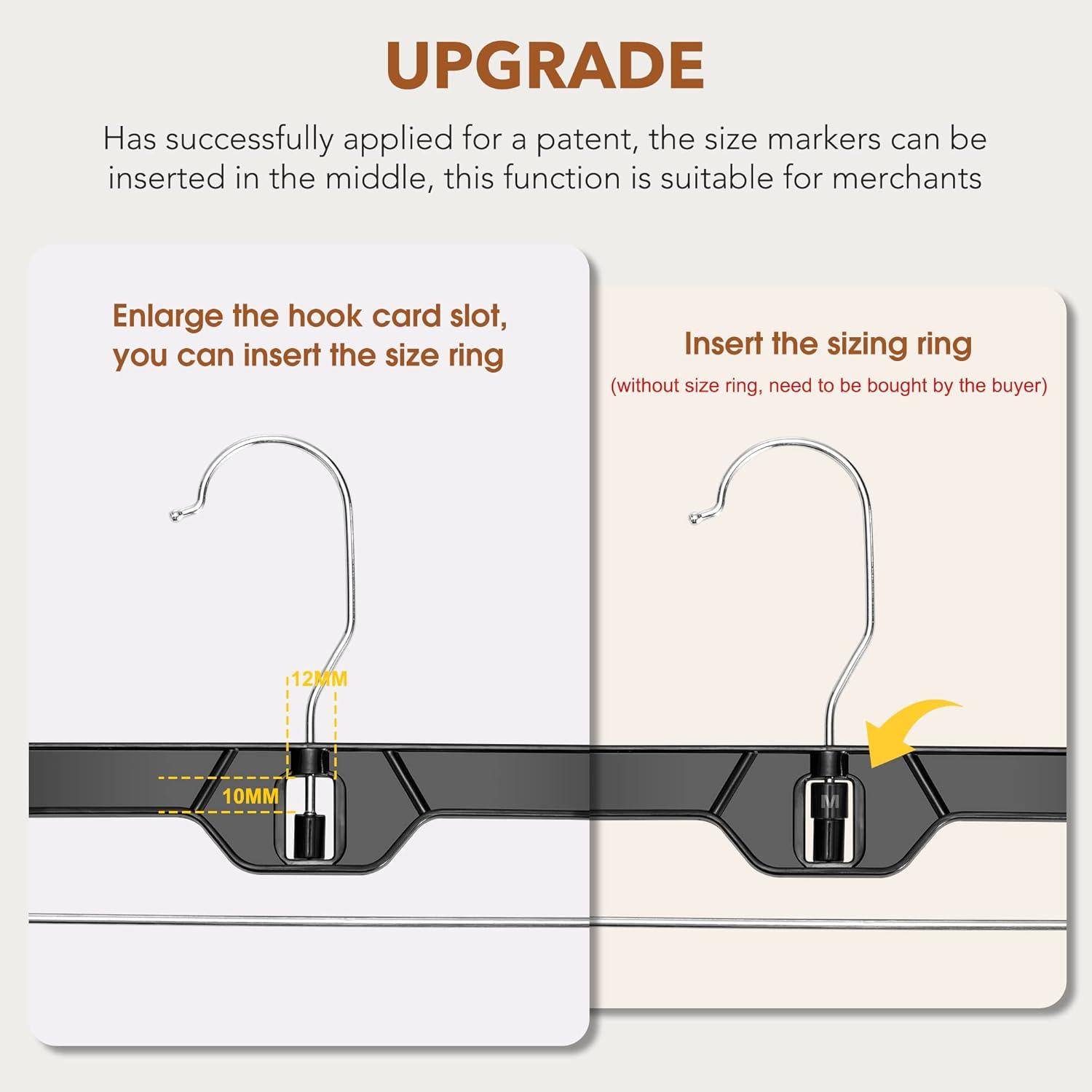 imageHOUSE DAY 120 Pack Clear Pants Hangers with Clips Plastic Skirt Hangers for Women 14 Inch Clip Hanger for Pants Skirts Jeans Shorts Legging with 360degree Swivel Hook 2 Adjustable ClipsBlack