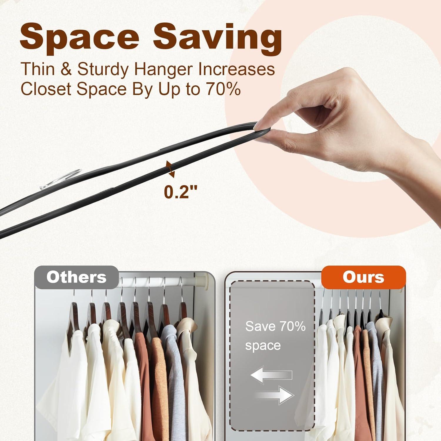 imageHOUSE DAY Heavy Duty Plastic Hangers 50 Pack Non Slip Clothes Hangers with Rubber Grip and 360 Hook  Thin Plastic Hanger Space Saving  Coat Hanger White Closet Organizer for Shirt Pants SuitBlack