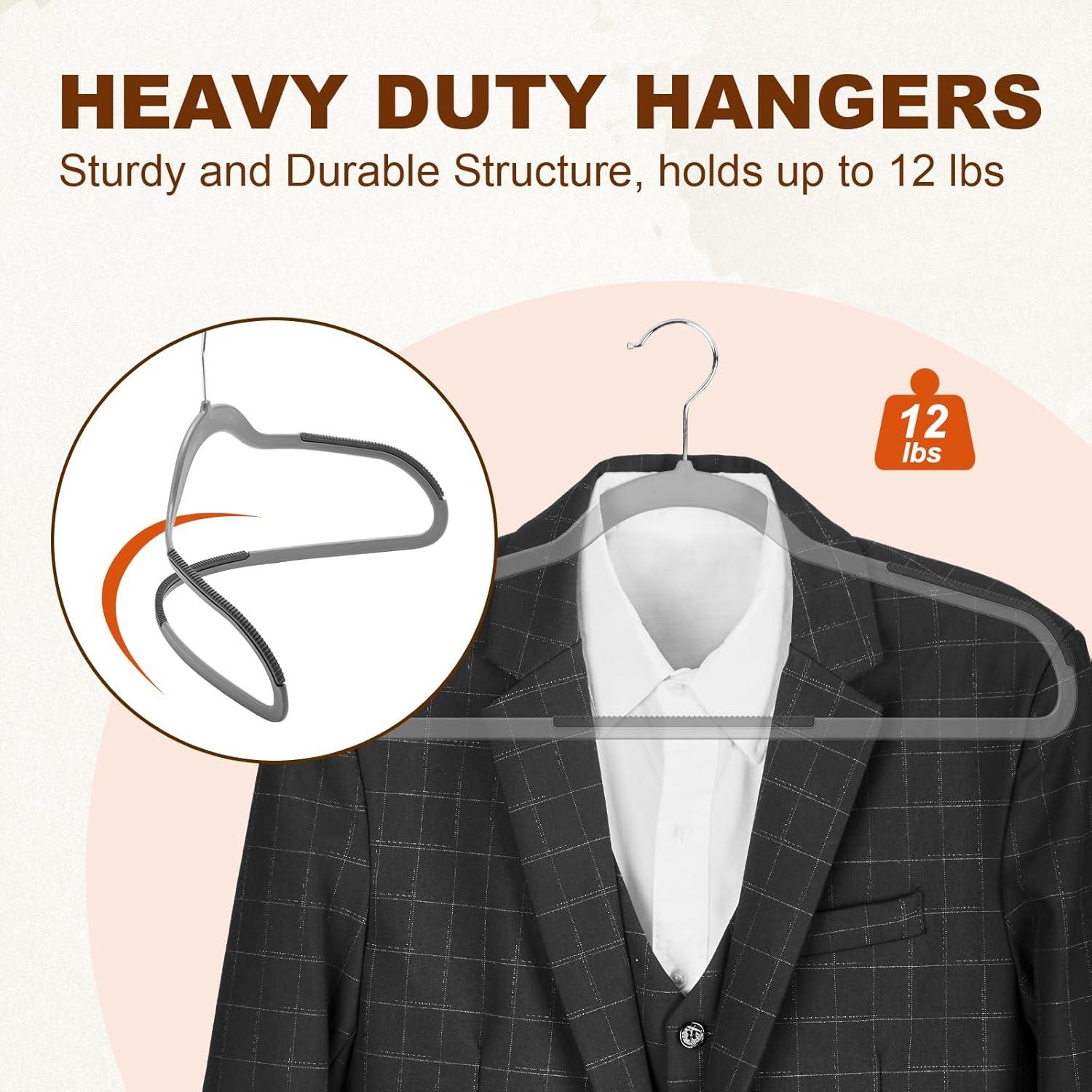 imageHOUSE DAY Heavy Duty Plastic Hangers 50 Pack Non Slip Clothes Hangers with Rubber Grip and 360 Hook  Thin Plastic Hanger Space Saving  Coat Hanger White Closet Organizer for Shirt Pants SuitGray
