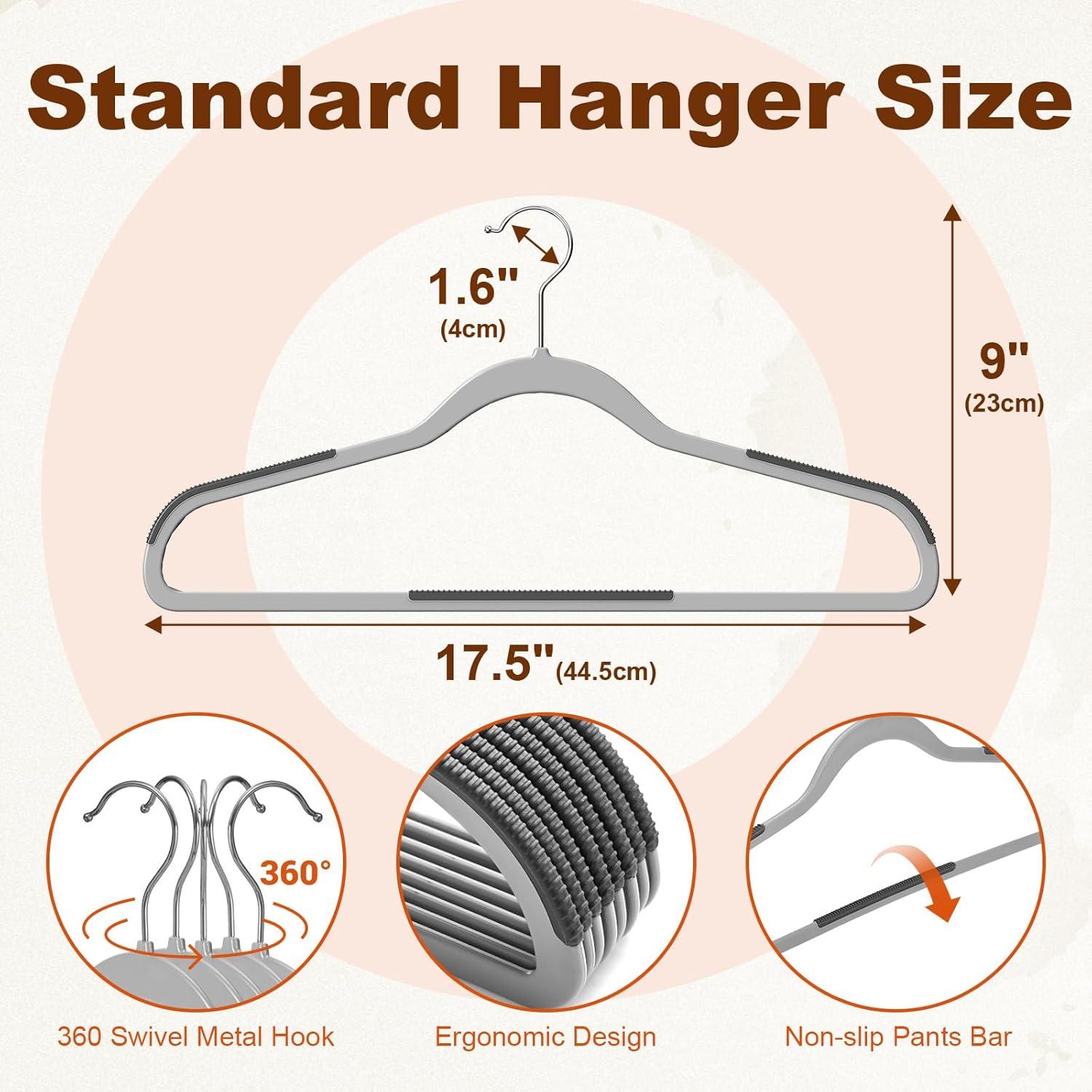 imageHOUSE DAY Heavy Duty Plastic Hangers 50 Pack Non Slip Clothes Hangers with Rubber Grip and 360 Hook  Thin Plastic Hanger Space Saving  Coat Hanger White Closet Organizer for Shirt Pants SuitGray
