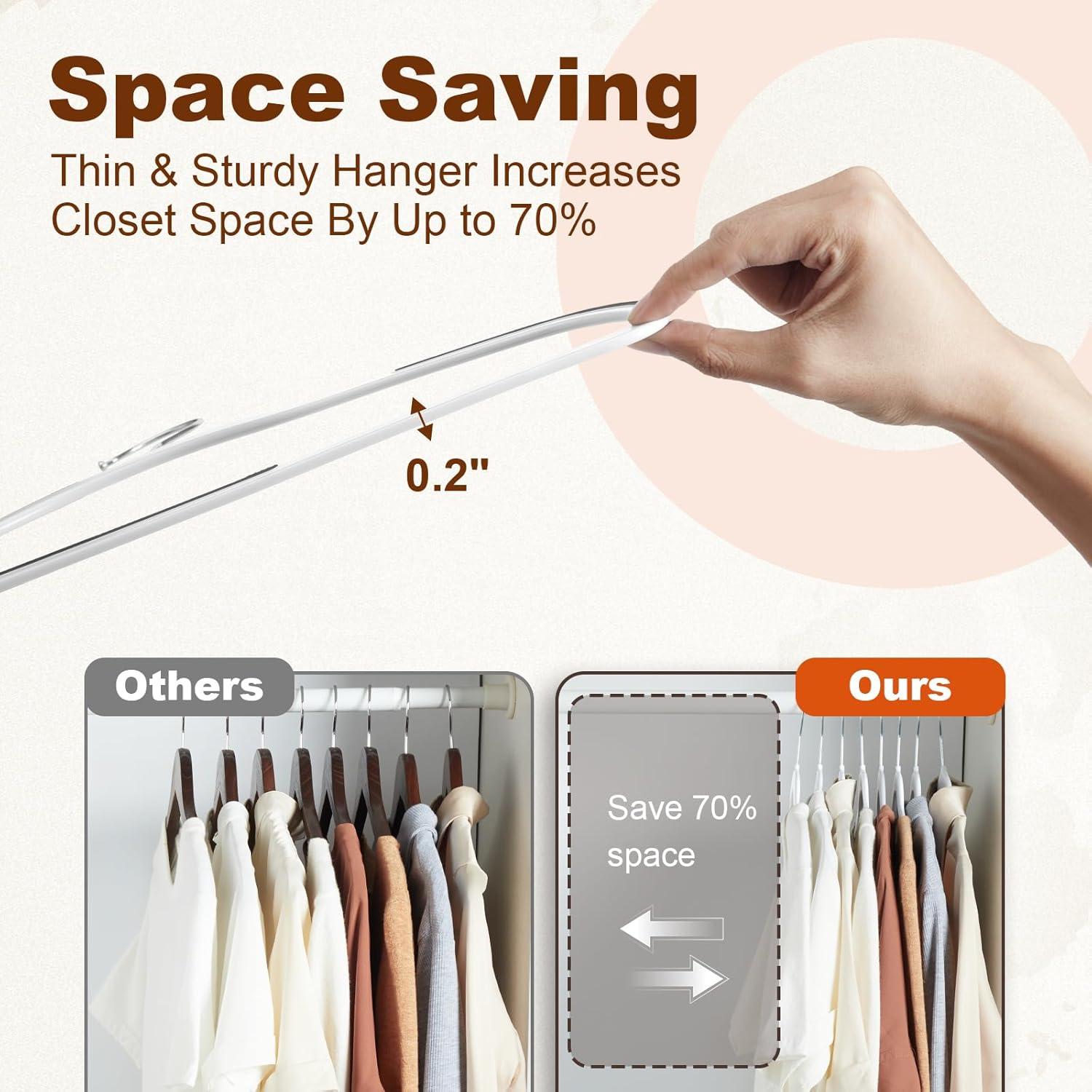 imageHOUSE DAY Heavy Duty Plastic Hangers 50 Pack Non Slip Clothes Hangers with Rubber Grip and 360 Hook  Thin Plastic Hanger Space Saving  Coat Hanger White Closet Organizer for Shirt Pants SuitWhite