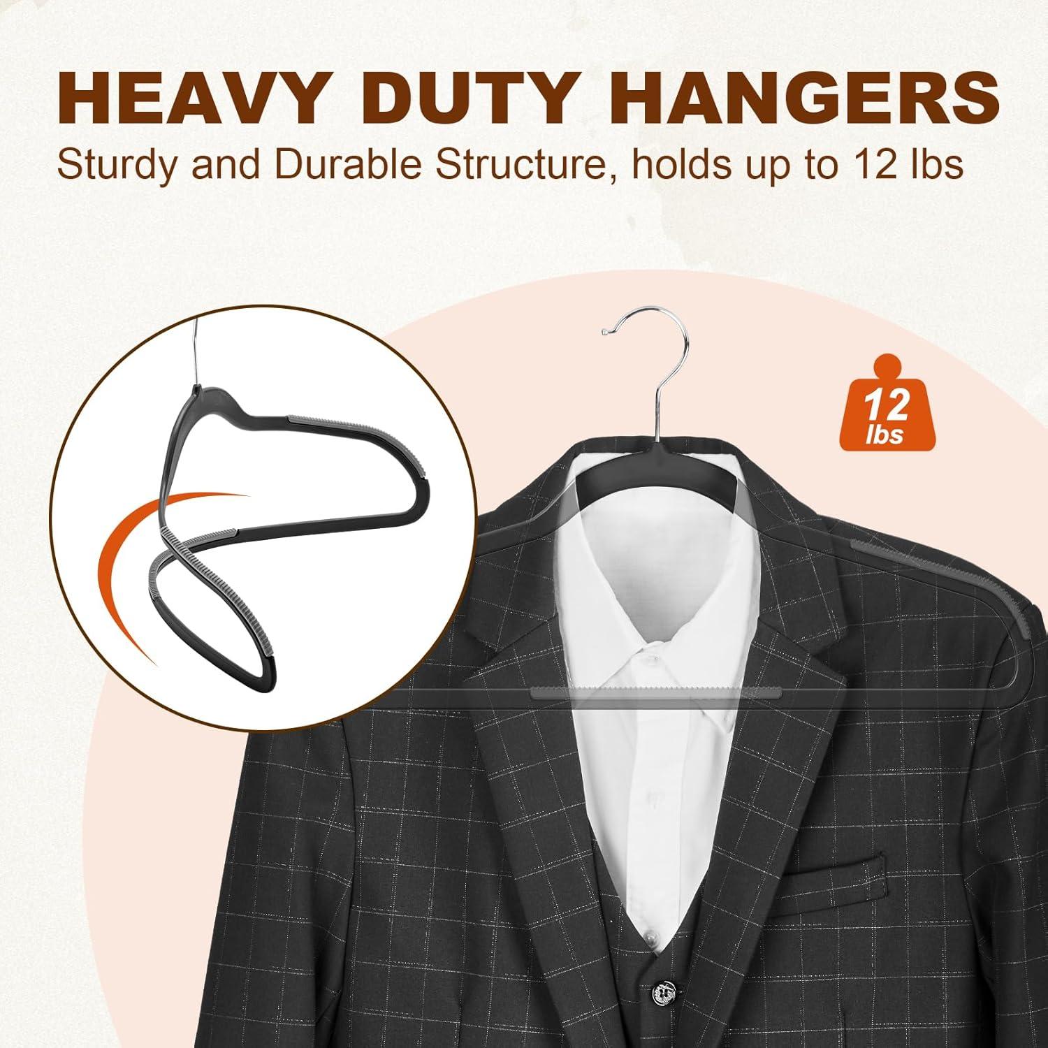 imageHOUSE DAY Heavy Duty Plastic Hangers 50 Pack Non Slip Clothes Hangers with Rubber Grip and 360 Hook  Thin Plastic Hanger Space Saving  Coat Hanger White Closet Organizer for Shirt Pants SuitBlack