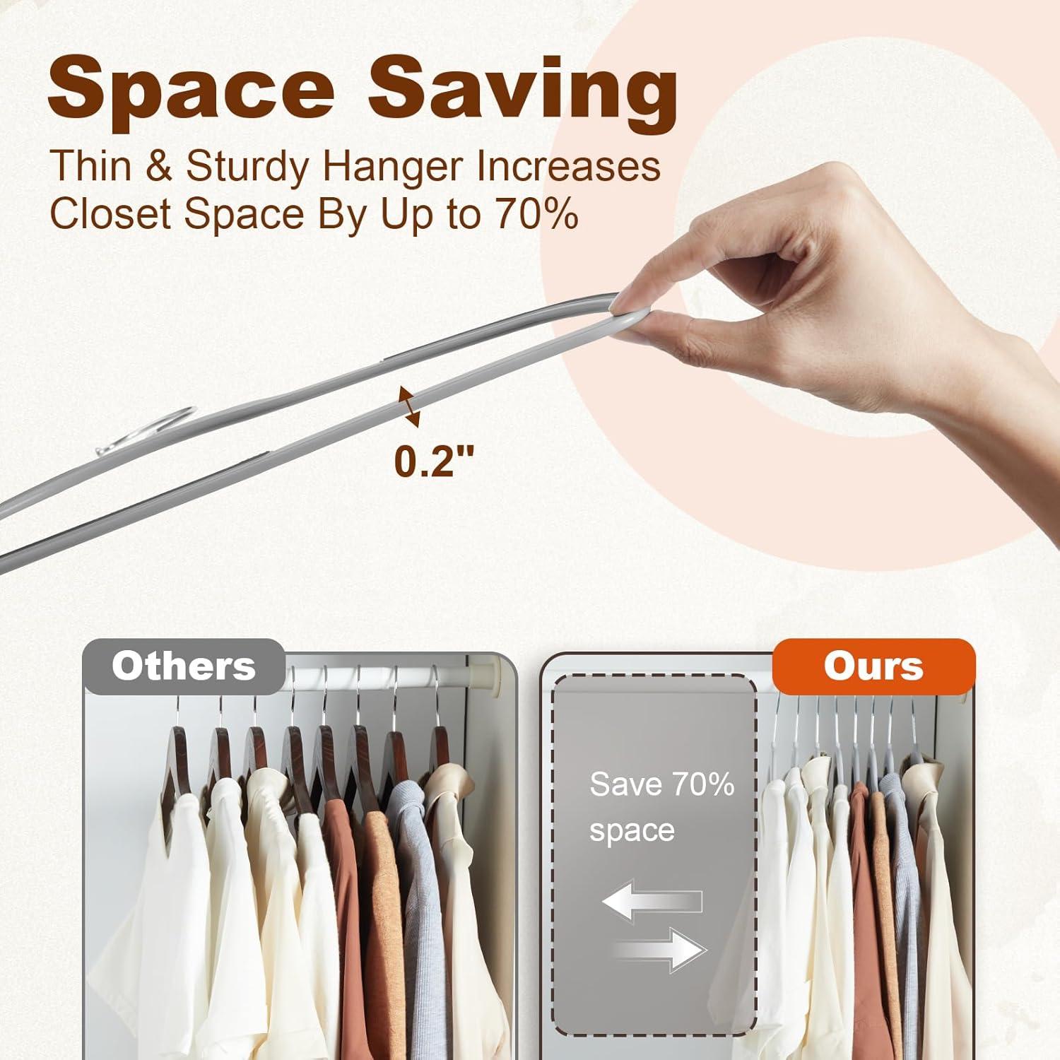 imageHOUSE DAY Heavy Duty Plastic Hangers 50 Pack Non Slip Clothes Hangers with Rubber Grip and 360 Hook  Thin Plastic Hanger Space Saving  Coat Hanger White Closet Organizer for Shirt Pants SuitGray