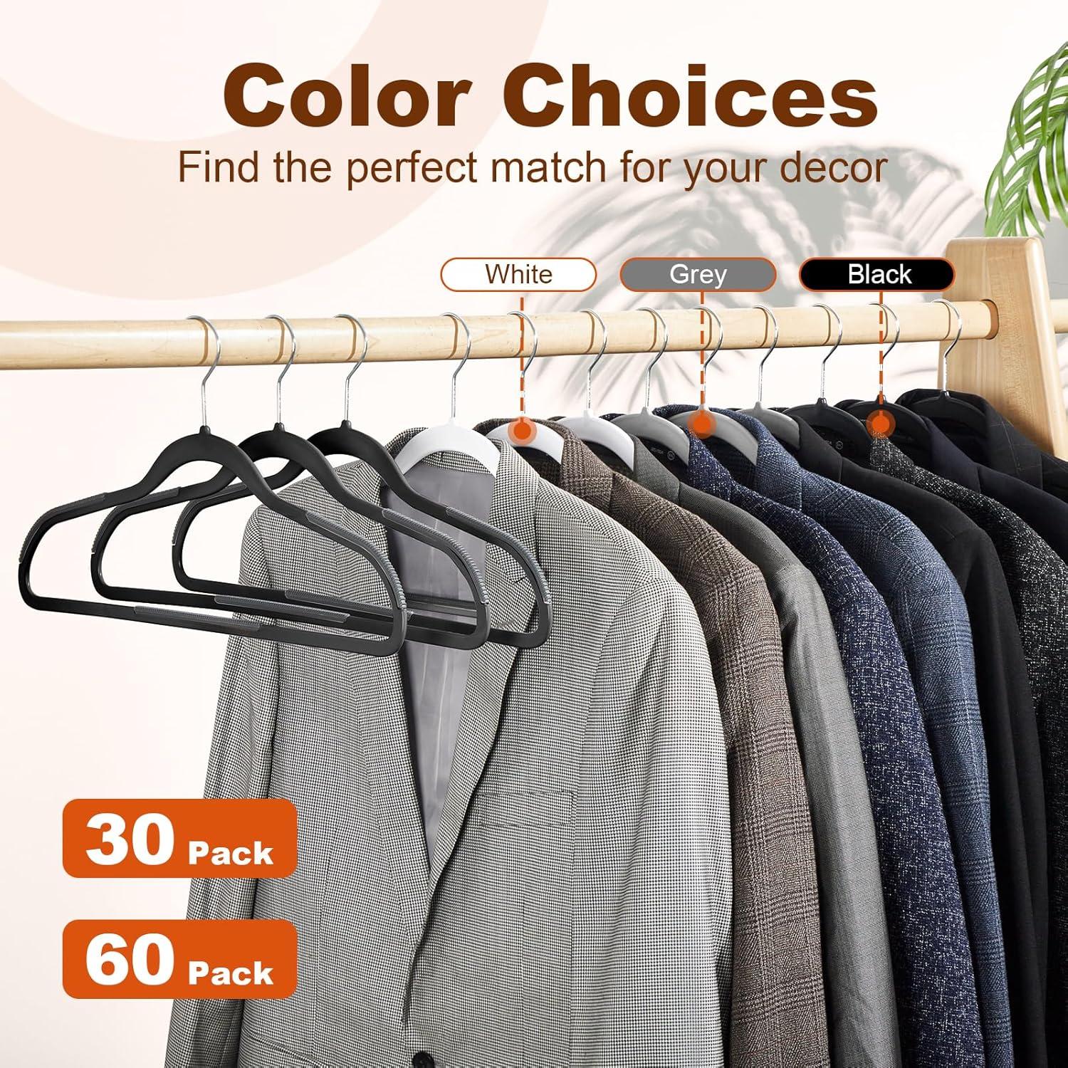 imageHOUSE DAY Heavy Duty Plastic Hangers 50 Pack Non Slip Clothes Hangers with Rubber Grip and 360 Hook  Thin Plastic Hanger Space Saving  Coat Hanger White Closet Organizer for Shirt Pants SuitBlack