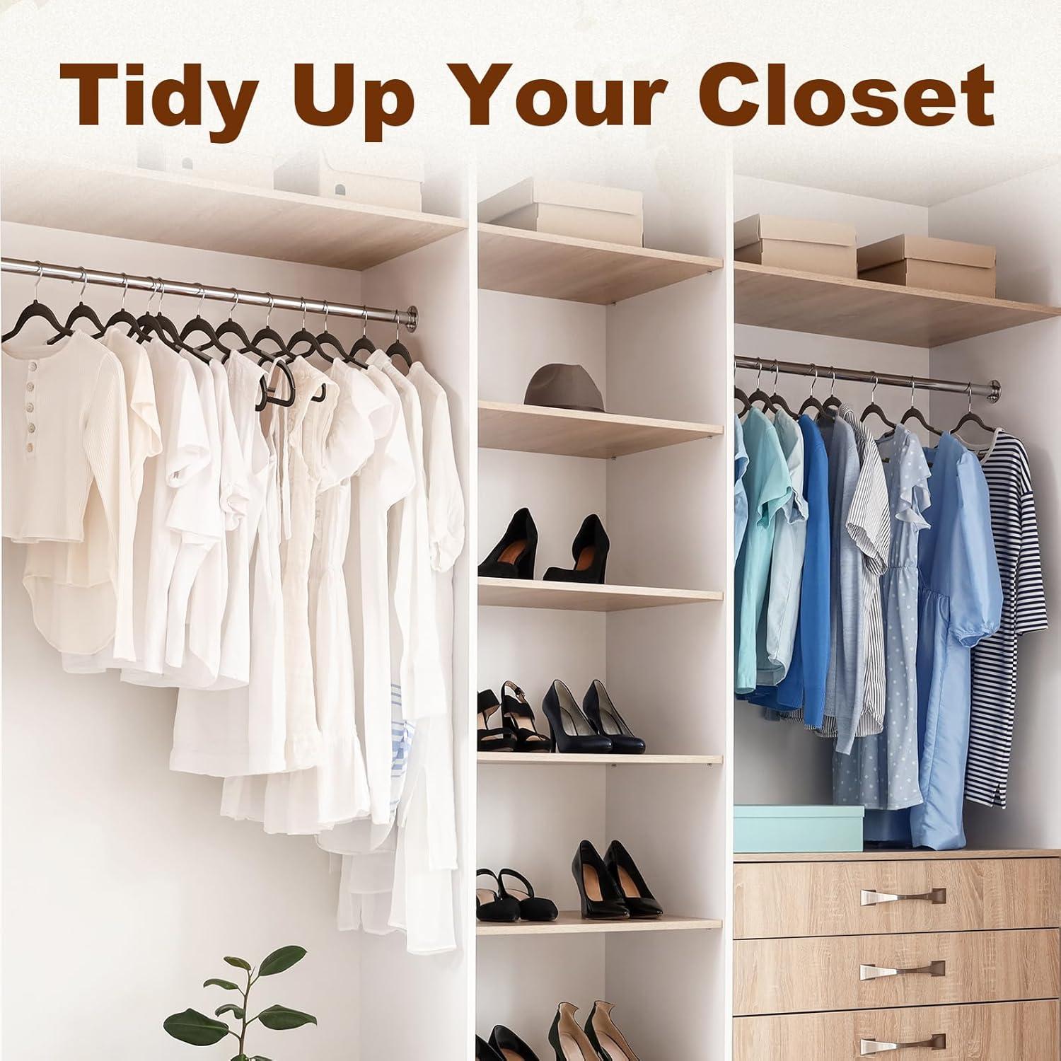 imageHOUSE DAY Heavy Duty Plastic Hangers 50 Pack Non Slip Clothes Hangers with Rubber Grip and 360 Hook  Thin Plastic Hanger Space Saving  Coat Hanger White Closet Organizer for Shirt Pants SuitBlack