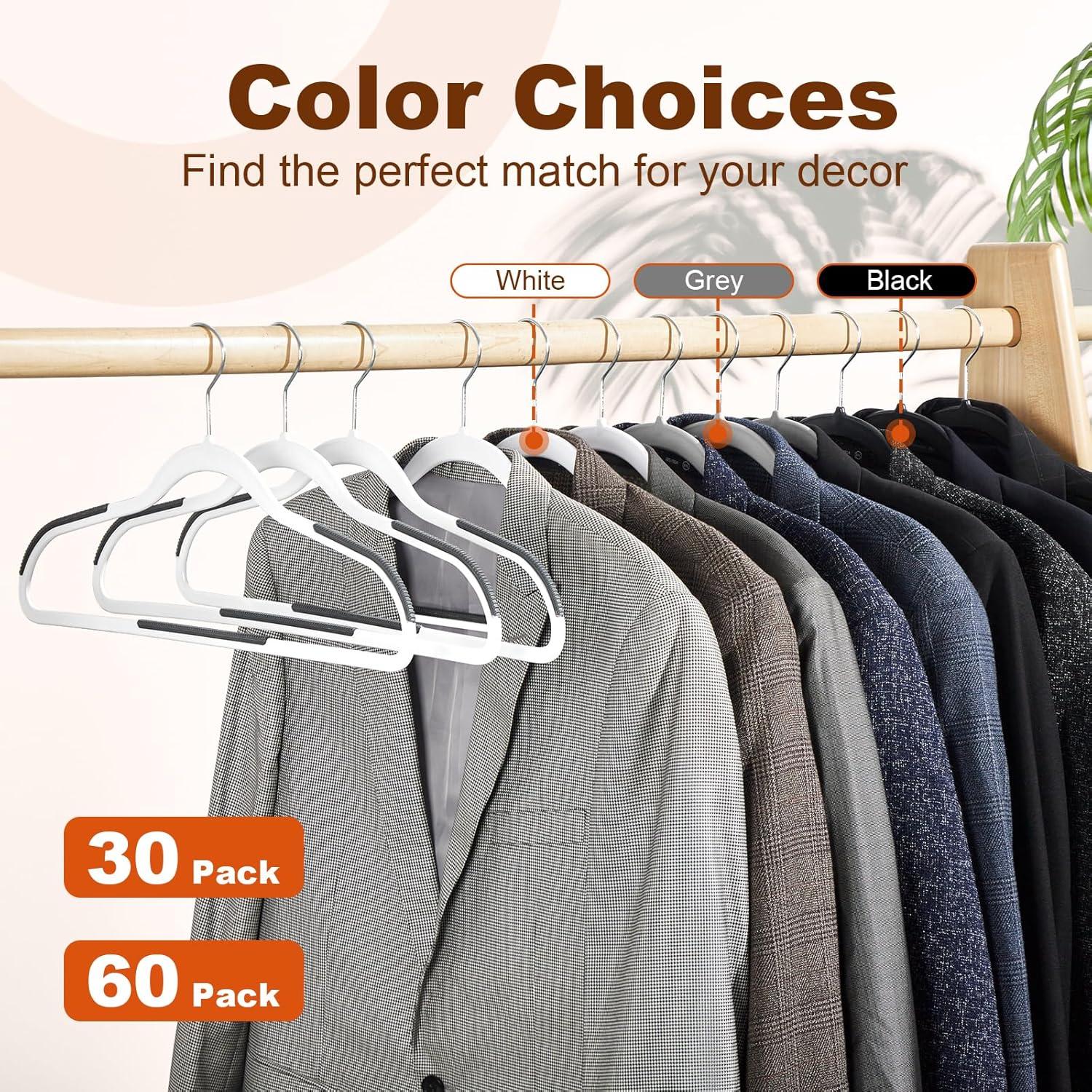 imageHOUSE DAY Heavy Duty Plastic Hangers 50 Pack Non Slip Clothes Hangers with Rubber Grip and 360 Hook  Thin Plastic Hanger Space Saving  Coat Hanger White Closet Organizer for Shirt Pants SuitWhite