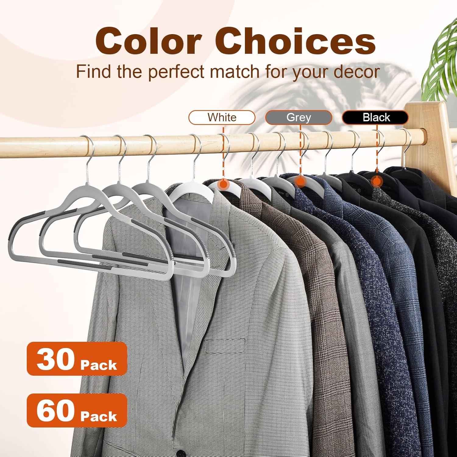 imageHOUSE DAY Heavy Duty Plastic Hangers 50 Pack Non Slip Clothes Hangers with Rubber Grip and 360 Hook  Thin Plastic Hanger Space Saving  Coat Hanger White Closet Organizer for Shirt Pants SuitGray