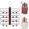 imageHOUSE DAY Skirt Hangers Space Saving 1 Pack Double Row 4Tier NonSlip Hangers with Clips for Skirts Shorts and Pants  Lotus Wood Clip Hanger for Women  Closet Organizers and Storage MahoganyMahogany