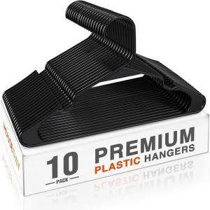 imageHOUSE DAY Premium Plastic Hangers 10 Pack Clothes Hanger Space Saving Heavy Duty Coat Hanger  Durable and Strong Closet Organizers and Storage Makes It Ideal Dorm Room Essentials WhiteBlack