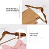 imageHOUSE DAY Bulk Wooden Hangers 150 Pack Heavy Duty Wood Coat Hangers for Closet Smooth Finish Woode Suit Hanger with Non Slip Pants Bar Sturdy Wood Clothes Hanger for Shirts Walnut50 Pack