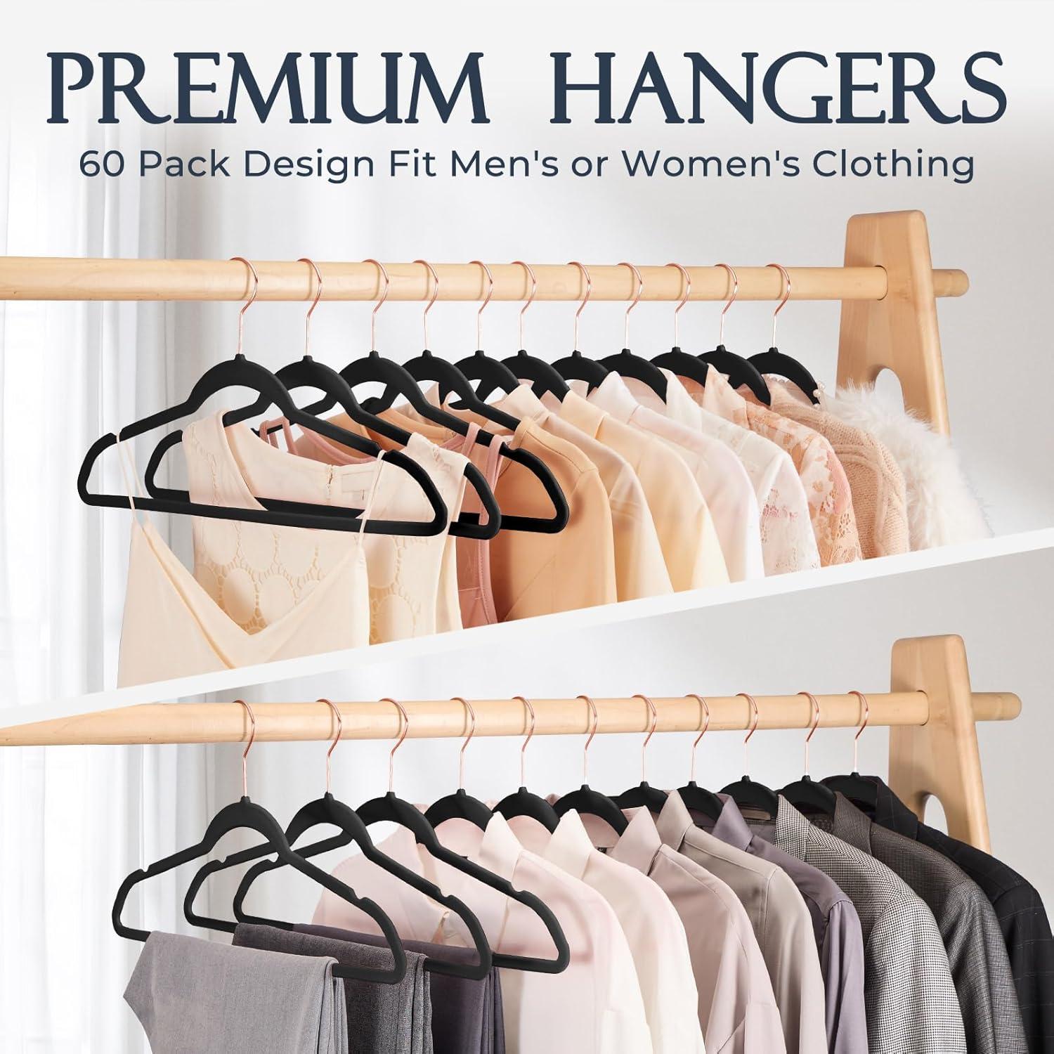 imageHOUSE DAY Pink Velvet Hangers 100 Pack Premium NonSlip Felt Clothes Hangers Sturdy Heavy Duty Coat Durable Hanger for Suits Space Saving with No Hanger Mark 360 Swivel Rotating Rose Gold HookBlack