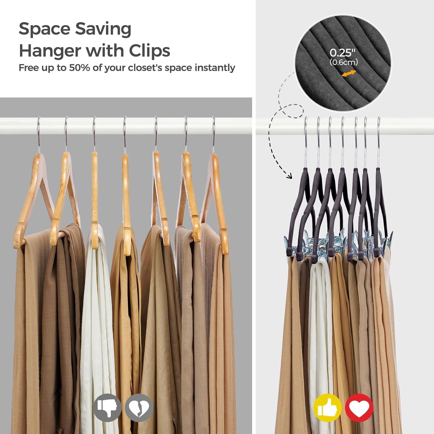 imageHOUSE DAY Velvet Hangers with Adjustable Clips 20 Pack NonSlip Suit Organizer with 360 Hook  Heavy Duty Hanger for Pants Skirts Blouses Dresses  Outfit Hangers AllSeason Space Saver IvoryBlack