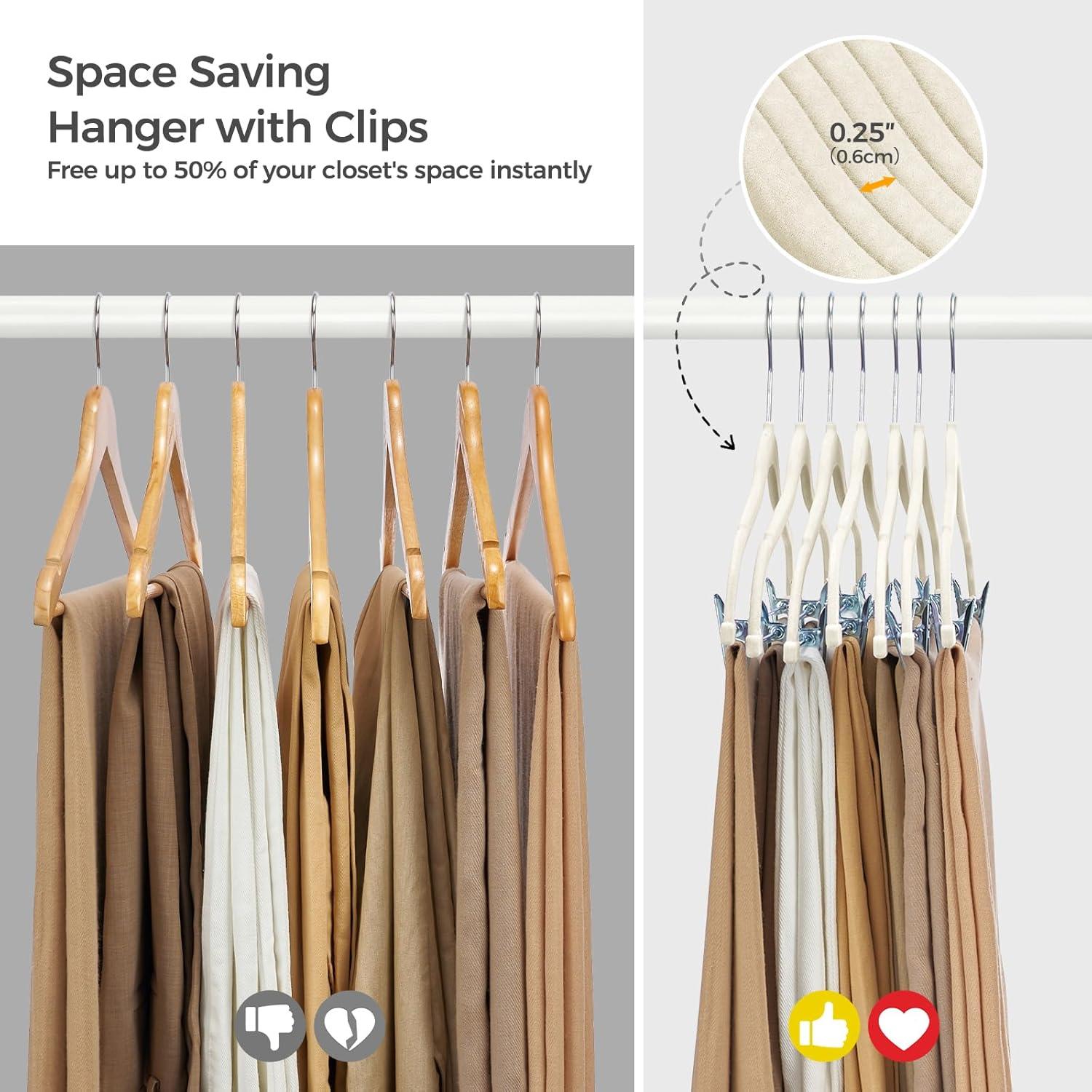 imageHOUSE DAY Velvet Hangers with Adjustable Clips 20 Pack NonSlip Suit Organizer with 360 Hook  Heavy Duty Hanger for Pants Skirts Blouses Dresses  Outfit Hangers AllSeason Space Saver IvoryIvory