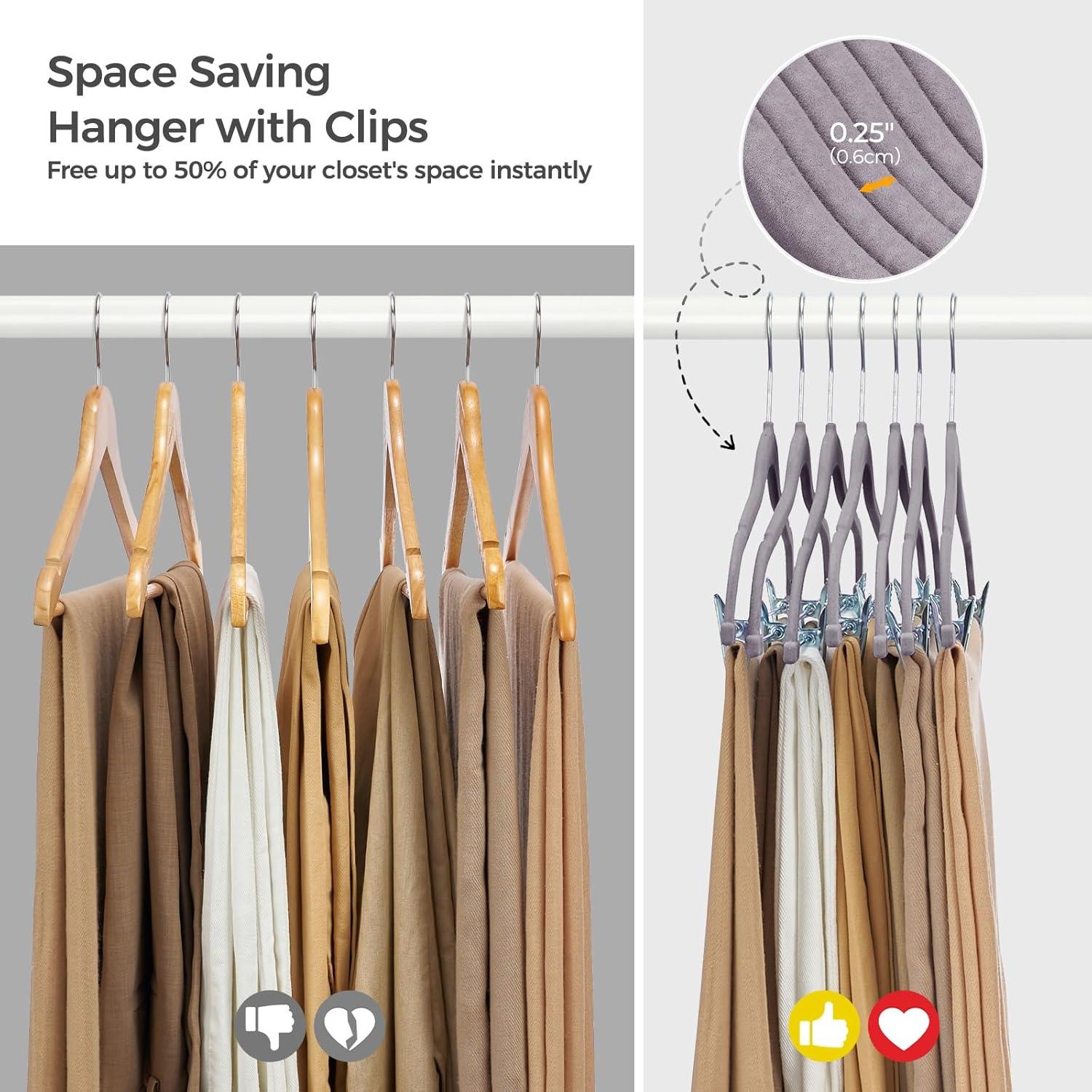 imageHOUSE DAY Velvet Hangers with Adjustable Clips 20 Pack NonSlip Suit Organizer with 360 Hook  Heavy Duty Hanger for Pants Skirts Blouses Dresses  Outfit Hangers AllSeason Space Saver IvoryGray