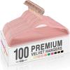 imageHOUSE DAY Pink Velvet Hangers 100 Pack Premium NonSlip Felt Clothes Hangers Sturdy Heavy Duty Coat Durable Hanger for Suits Space Saving with No Hanger Mark 360 Swivel Rotating Rose Gold HookPink