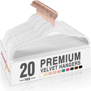 imageHOUSE DAY Pink Velvet Hangers 100 Pack Premium NonSlip Felt Clothes Hangers Sturdy Heavy Duty Coat Durable Hanger for Suits Space Saving with No Hanger Mark 360 Swivel Rotating Rose Gold HookWhite