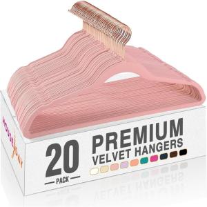 imageHOUSE DAY Pink Velvet Hangers 100 Pack Premium NonSlip Felt Clothes Hangers Sturdy Heavy Duty Coat Durable Hanger for Suits Space Saving with No Hanger Mark 360 Swivel Rotating Rose Gold HookPink