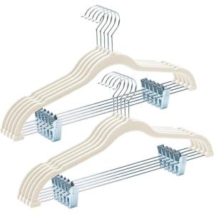 imageHOUSE DAY Velvet Hangers with Adjustable Clips 20 Pack NonSlip Suit Organizer with 360 Hook  Heavy Duty Hanger for Pants Skirts Blouses Dresses  Outfit Hangers AllSeason Space Saver IvoryIvory