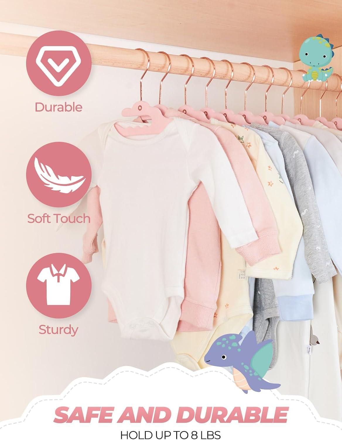 imageHOUSE DAY Premium Velvet Baby Hangers 60 Pack 114 Kids Velvet Hangers Sturdy Baby Hangers for Closet Pink Baby Clothes Hangers Toddler Hangers Infant Children Non Slip Hanger for Nursery Use