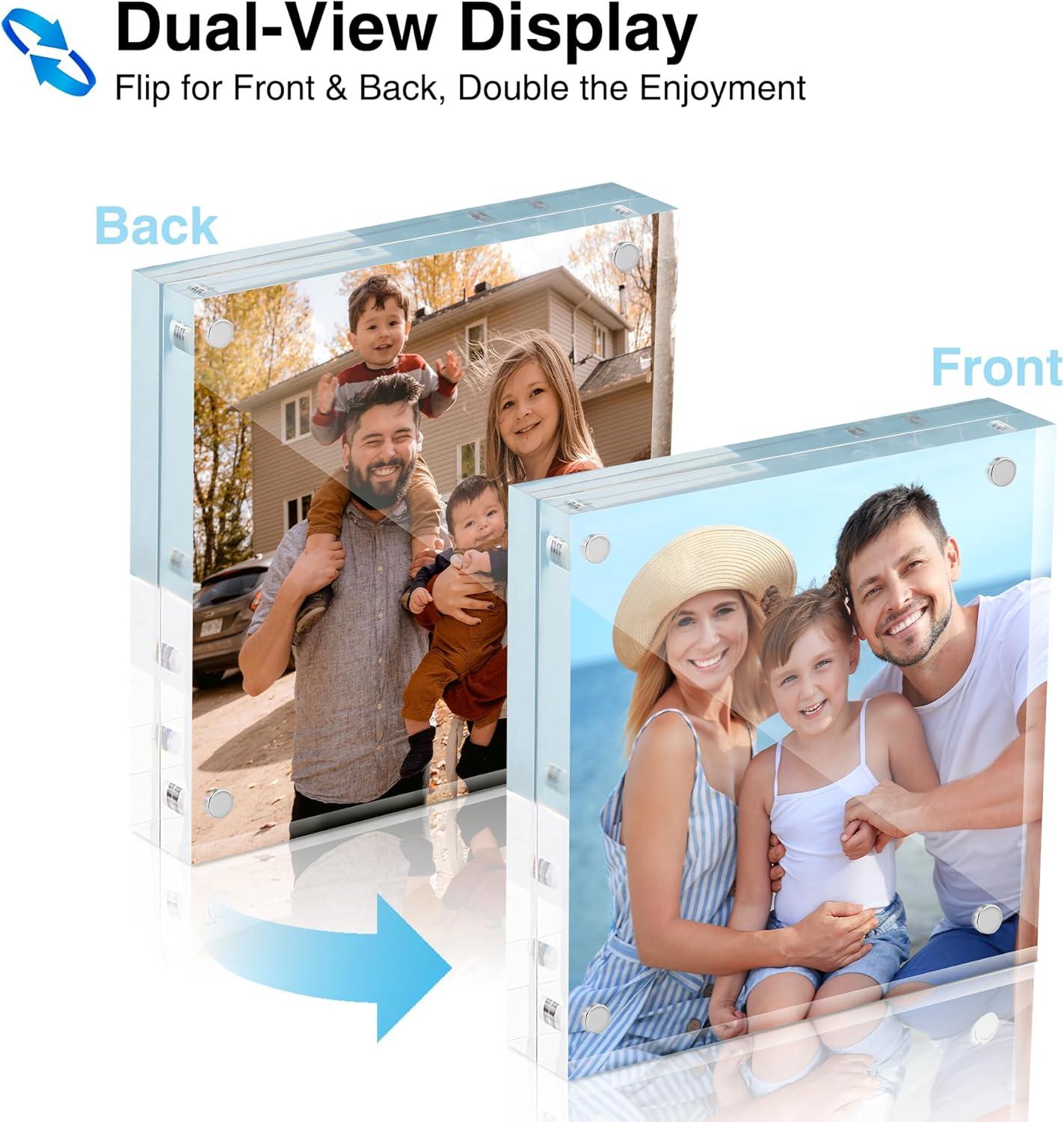 imageHOUSE DAY Acrylic Picture Frames 5x7 6 Pack Magnetic 5x7 Picture Frame Double Sided Clear 5 x 7 Photo Frame with Microfiber Cloth Frameless FreeStanding 5x7 Frame Gift for Desktop Display4x42 Pack
