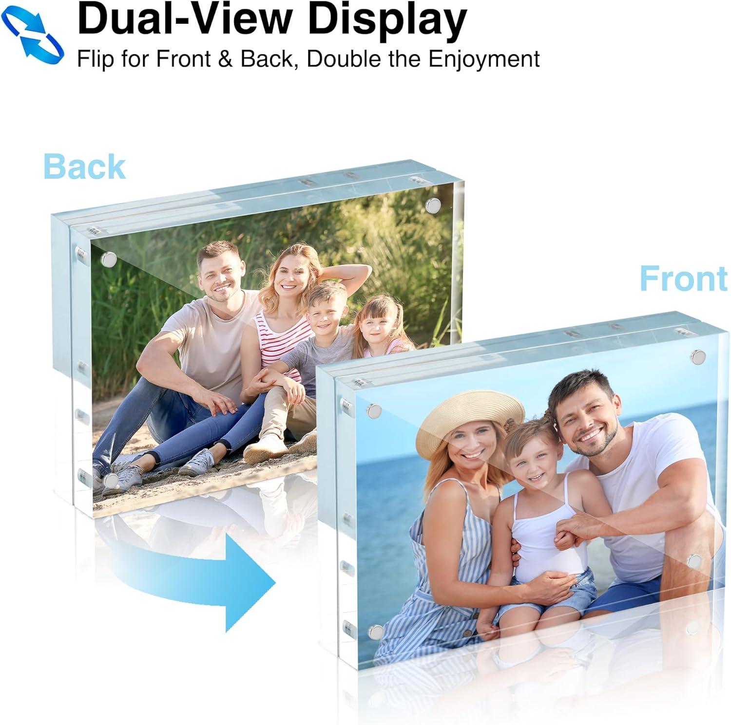 imageHOUSE DAY Acrylic Picture Frames 5x7 6 Pack Magnetic 5x7 Picture Frame Double Sided Clear 5 x 7 Photo Frame with Microfiber Cloth Frameless FreeStanding 5x7 Frame Gift for Desktop Display5x72 Pack