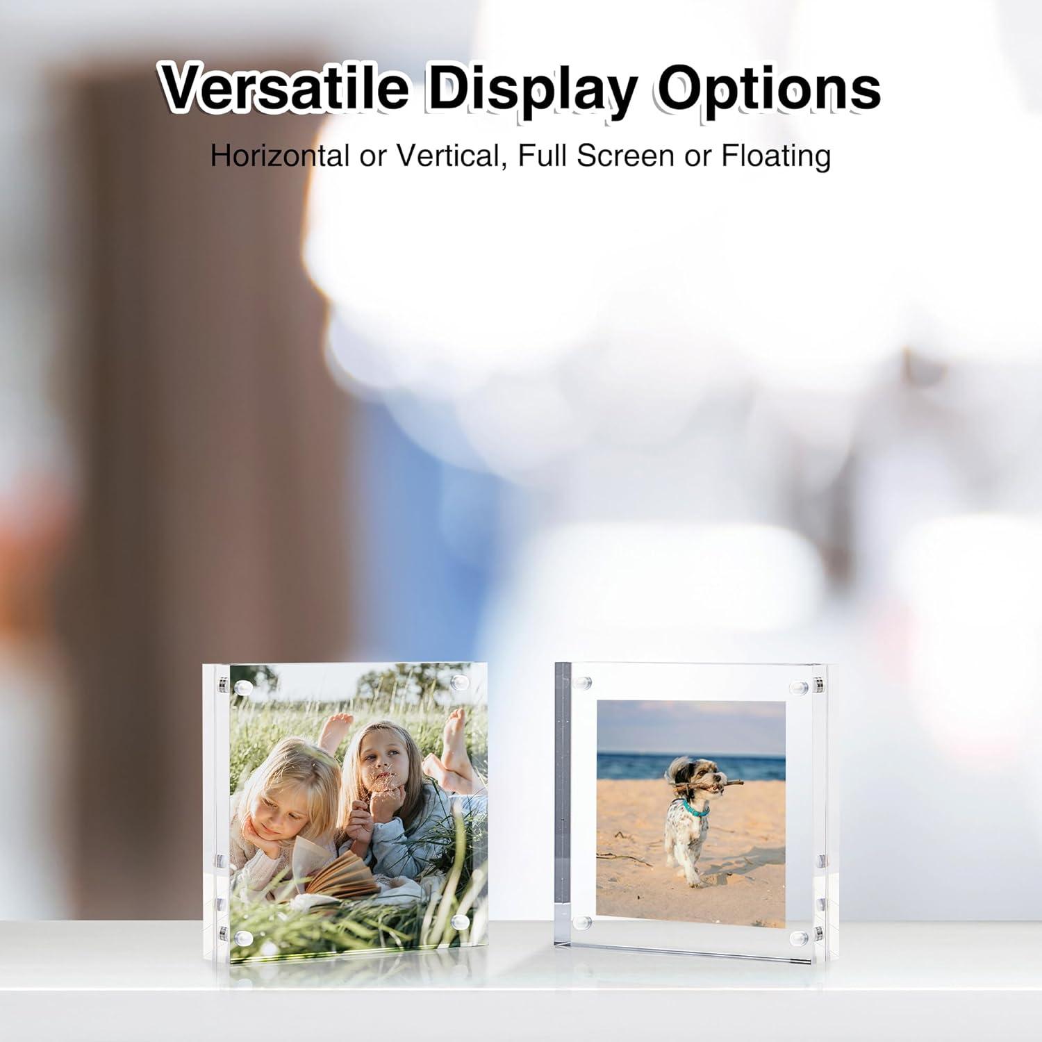 imageHOUSE DAY Acrylic Picture Frames 5x7 6 Pack Magnetic 5x7 Picture Frame Double Sided Clear 5 x 7 Photo Frame with Microfiber Cloth Frameless FreeStanding 5x7 Frame Gift for Desktop Display4x41 Pack