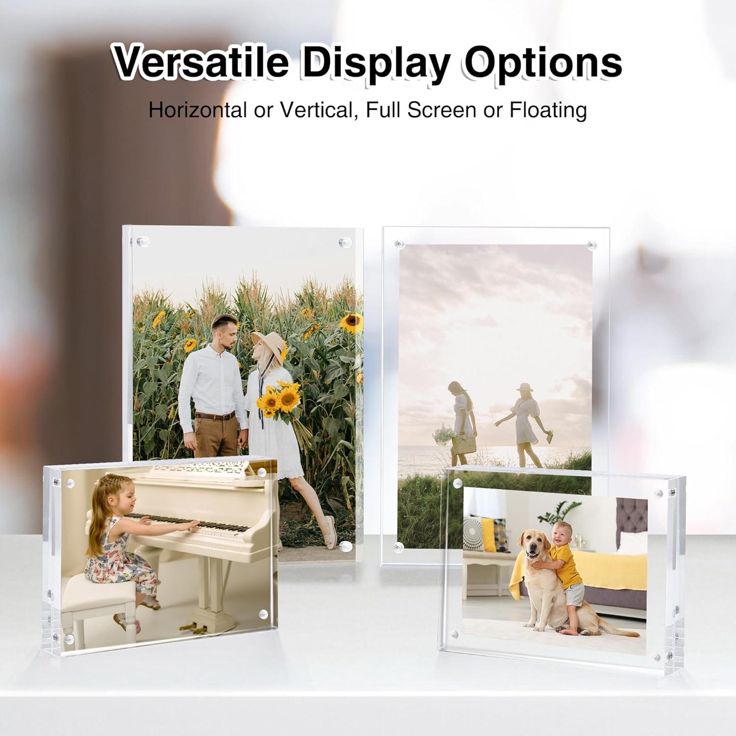 imageHOUSE DAY Acrylic Picture Frames 5x7 6 Pack Magnetic 5x7 Picture Frame Double Sided Clear 5 x 7 Photo Frame with Microfiber Cloth Frameless FreeStanding 5x7 Frame Gift for Desktop Display5x72 Pack