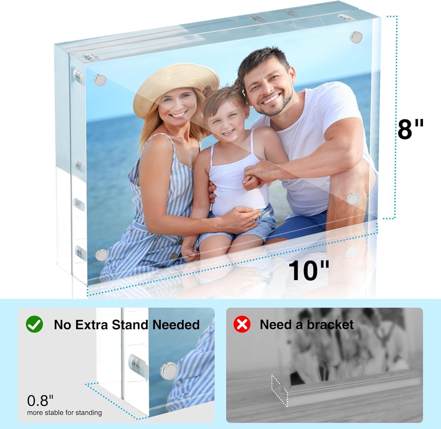 imageHOUSE DAY Acrylic Picture Frames 5x7 6 Pack Magnetic 5x7 Picture Frame Double Sided Clear 5 x 7 Photo Frame with Microfiber Cloth Frameless FreeStanding 5x7 Frame Gift for Desktop Display8x103 Pack