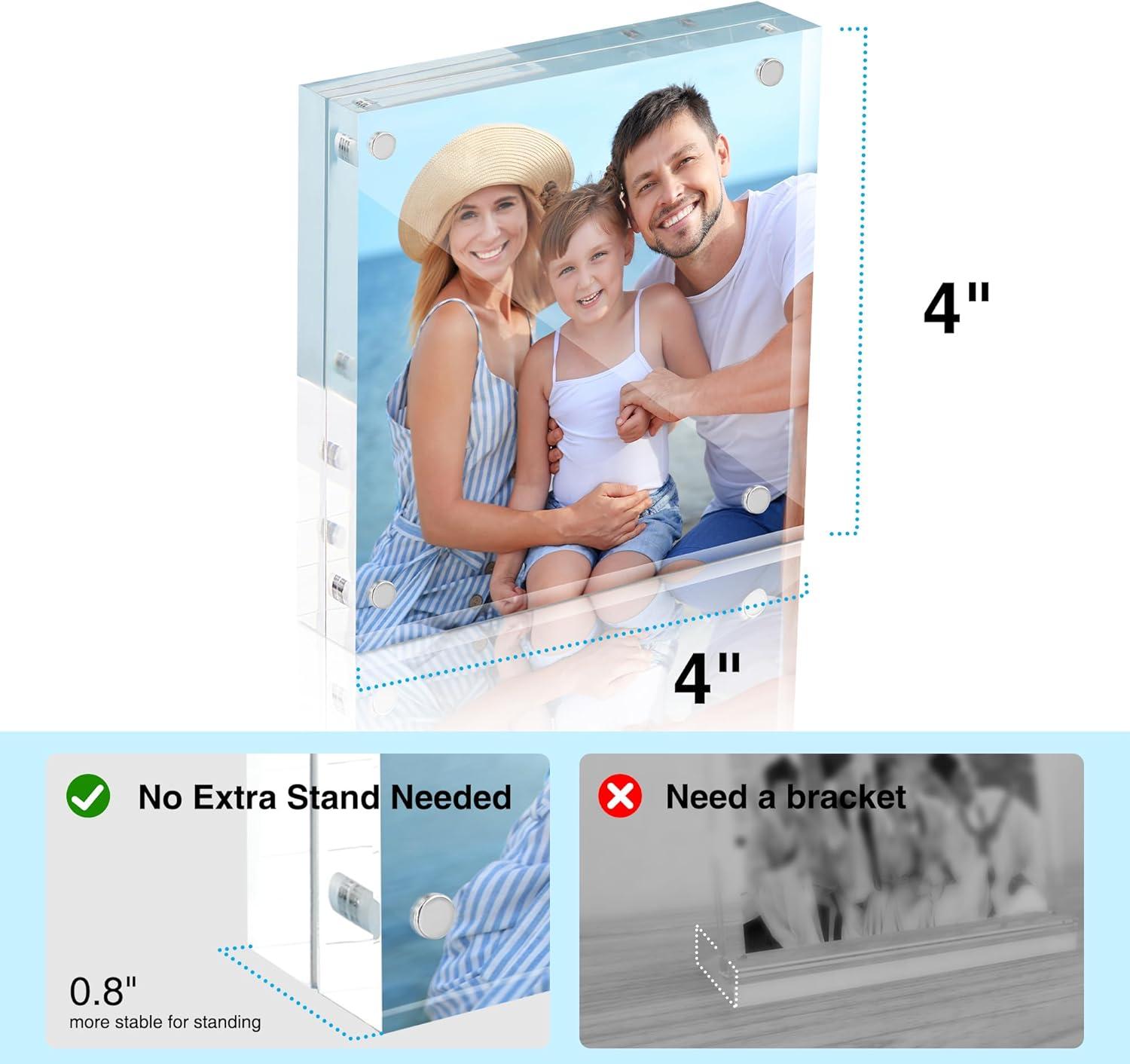 imageHOUSE DAY Acrylic Picture Frames 5x7 6 Pack Magnetic 5x7 Picture Frame Double Sided Clear 5 x 7 Photo Frame with Microfiber Cloth Frameless FreeStanding 5x7 Frame Gift for Desktop Display4x46 Pack