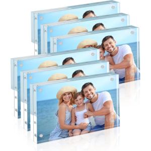 imageHOUSE DAY Acrylic Picture Frames 5x7 6 Pack Magnetic 5x7 Picture Frame Double Sided Clear 5 x 7 Photo Frame with Microfiber Cloth Frameless FreeStanding 5x7 Frame Gift for Desktop Display35x56 Pack