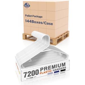 imageHOUSE DAY Made in USA 7200 Pack 16 Inch Plastic Hangers Bulk Pallet Package for Business Commercial Hangers for Retail Store Hotel Laundry  Smooth ampamp NonSlip Design 6 lb Weight Capacity White