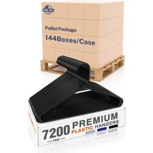 imageHOUSE DAY Made in USA 7200 Pack 16 Inch Plastic Hangers Bulk Pallet Package for Business Commercial Hangers for Retail Store Hotel Laundry  Smooth ampamp NonSlip Design 6 lb Weight Capacity Black