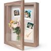 imageHOUSE DAY 11x14 Shadow Box Frame Front Open Magnetic Shadow Boxes Display Cases with Linen Back Pins for Photos or 3D Itmes Under 9x12 Tabletop or Wall Mount Display Case for Memorabilia BlackWalnut