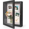 imageHOUSE DAY 11x14 Shadow Box Frame Front Open Magnetic Shadow Boxes Display Cases with Linen Back Pins for Photos or 3D Itmes Under 9x12 Tabletop or Wall Mount Display Case for Memorabilia BlackBlack