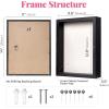 imageHOUSE DAY 11x14 Shadow Box Frame Front Open Magnetic Shadow Boxes Display Cases with Linen Back Pins for Photos or 3D Itmes Under 9x12 Tabletop or Wall Mount Display Case for Memorabilia BlackBlack