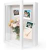imageHOUSE DAY 11x14 Shadow Box Frame Front Open Magnetic Shadow Boxes Display Cases with Linen Back Pins for Photos or 3D Itmes Under 9x12 Tabletop or Wall Mount Display Case for Memorabilia BlackWhite