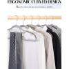 imageHOUSE DAY Plastic Hangers 100 Pack White Clothes Hangers with Non Slip Purple TPR Grip Heavy Duty Coat Hanger with 360 Swivel Hook Slim Hanger Space Saving for Closet Ideal for Shirt Suit PantGray  Dark Gray