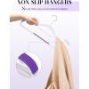 imageHOUSE DAY Plastic Hangers 100 Pack White Clothes Hangers with Non Slip Purple TPR Grip Heavy Duty Coat Hanger with 360 Swivel Hook Slim Hanger Space Saving for Closet Ideal for Shirt Suit PantWhitepurple