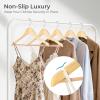 imageHOUSE DAY Premium Wooden Coat Hangers 30 Pack Heavy Duty Solid Wood Clothes Hangers with 360 Swivel Hook ampamp Pant Bar for Jackets Dress Shirts Natural Wood Suit Hanger for Closet Organizer20 Pack