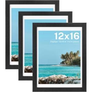 imageHOUSE DAY 12x16 Poster Frame MDF Wood and Polished Plexiglass 12x16 Frame for Horizontal or Vertical Wall Mounting 12 x 16 Frames Picture Frames 16x12 Black for Large Size Picture 3 PackBlack 3Pack