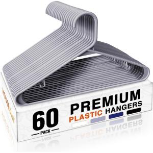 imageHOUSE DAY White Plastic Hangers 10 Pack Plastic Clothes Hangers with Builtin Hooks Durable and Strong Coat Hanger for Closet Space Saving Clothing Hanger for Shirts Coats Skirt DressGray